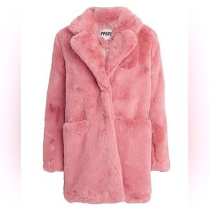 Apparis Sophie Faux Fur Coat in Rose Pink